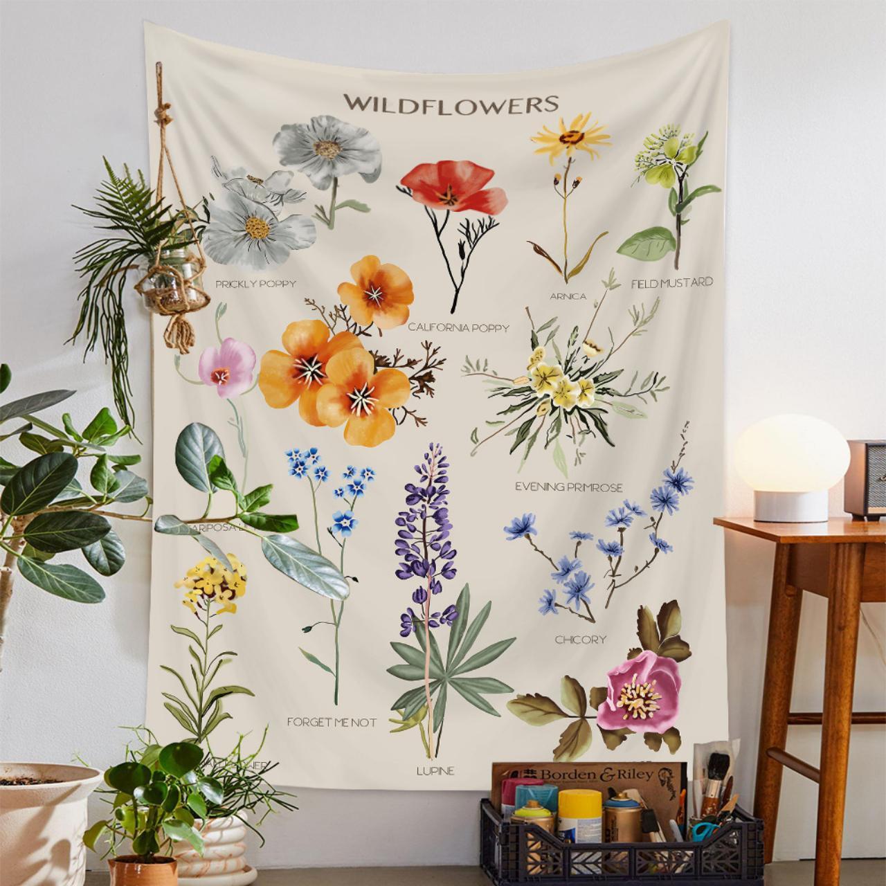 Wildflowers Tapestry Wall Hanging Tapestries... Depop