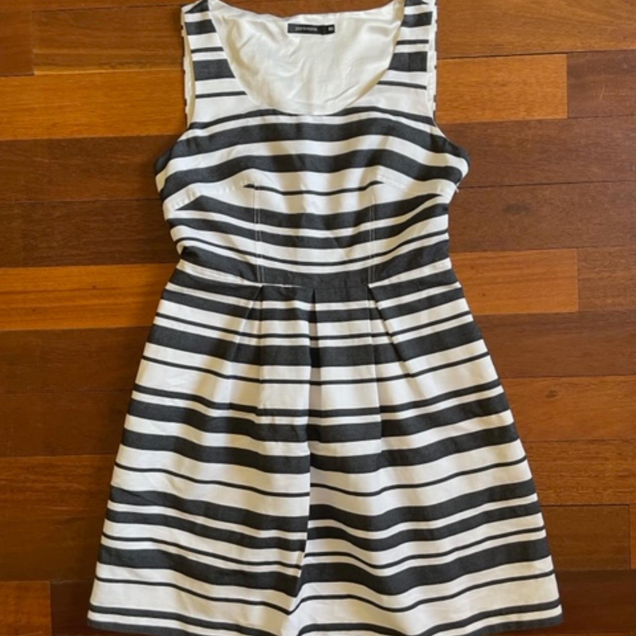 Portmans A-line striped dress in white and a very... - Depop