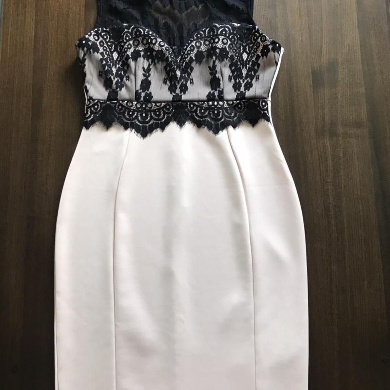 Lipsy bodycon midi dress size 12 black lace with Depop