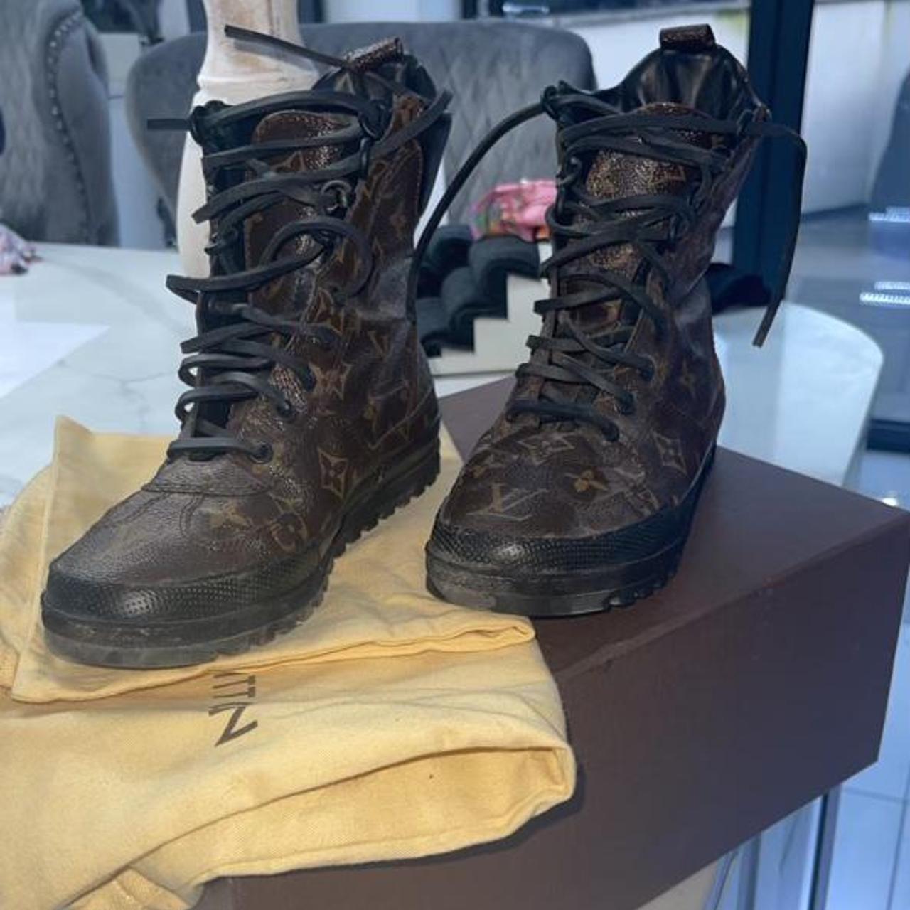 LOUIS VUITTON: Patent Leather Combat Boots + - Depop
