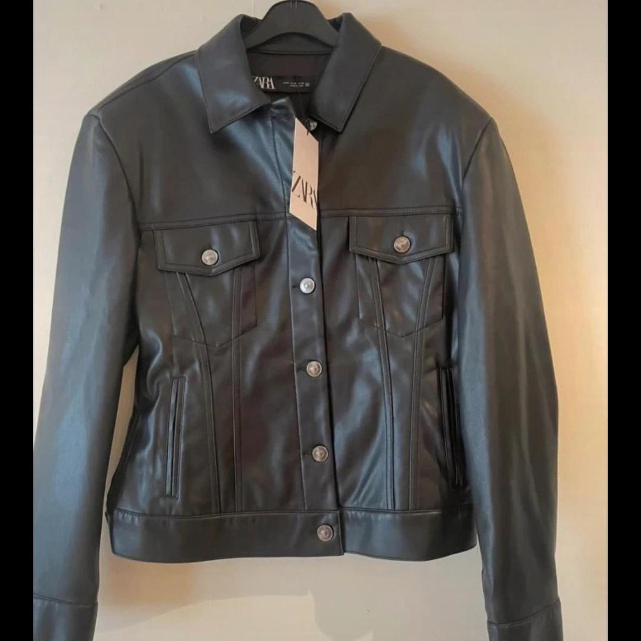 Zara Black Leather Jacket New With Tags Size Depop