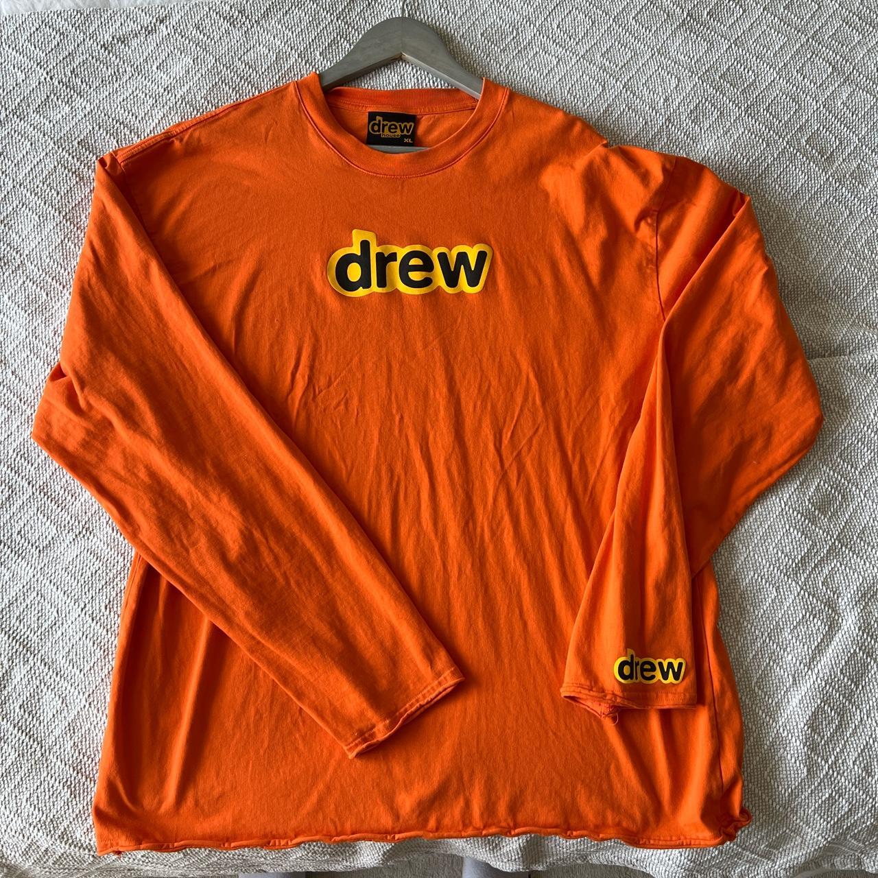 Orange Deconstructed Long Sleeve Drew House Shirt....