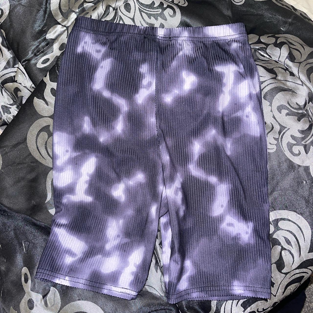 DARK PURPLE TIE DYE RUCHED CYCLE SHORTS | SIZE 10 |... - Depop