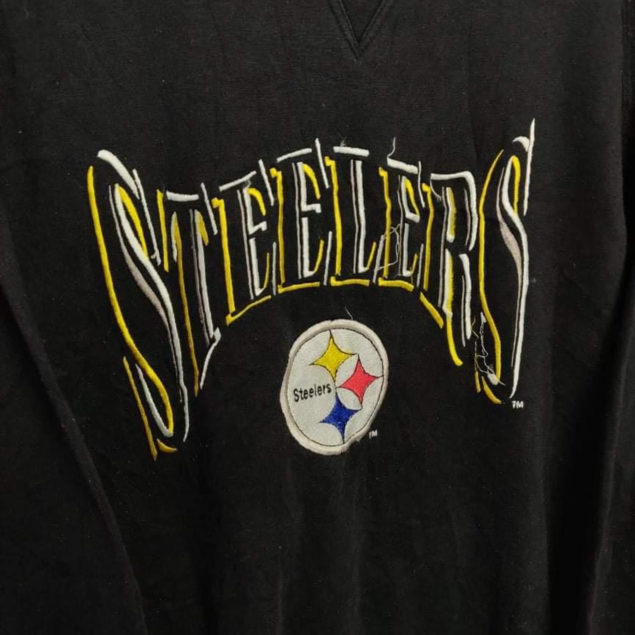 Vintage 90s Black Pittsburgh Steelers Sweatshirt... - Depop