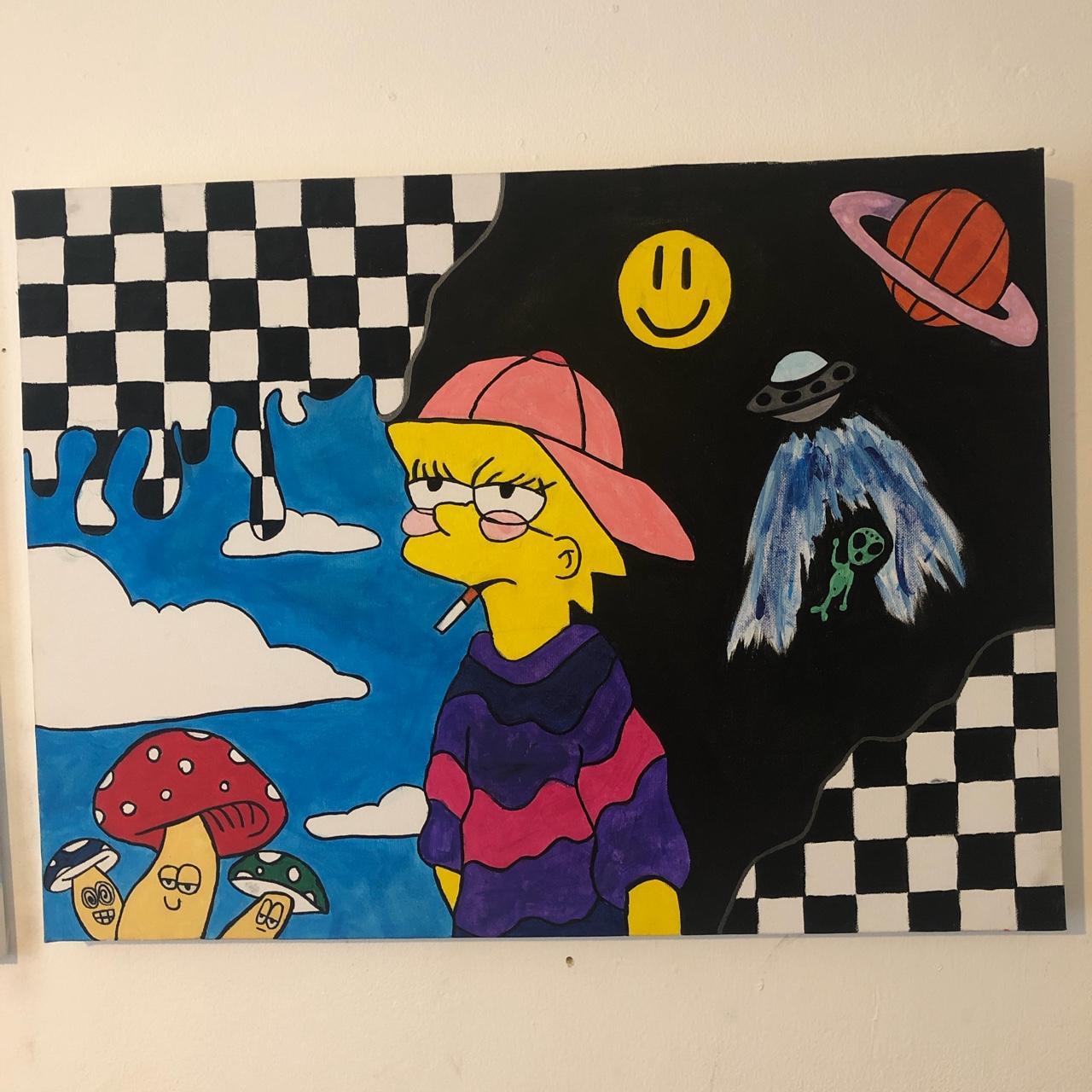 Beautiful handmade 4x4 Lisa Simpson canvas made - Depop