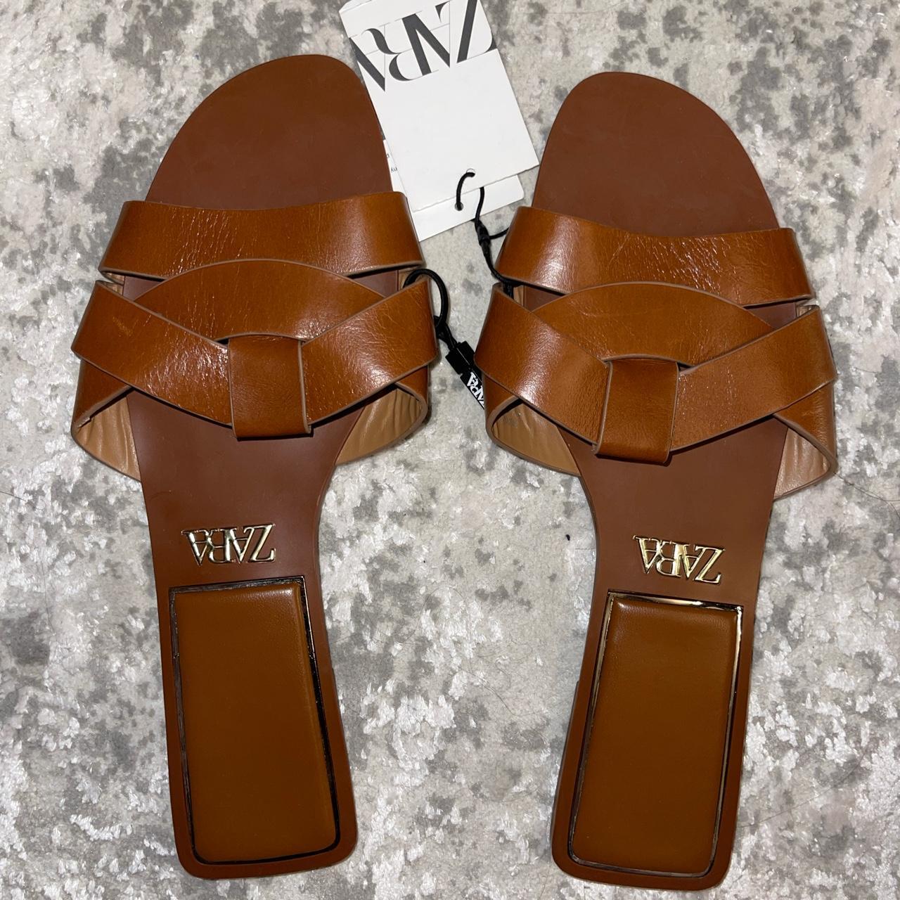 Zara Brown Flat sandal Brand New!!! Size 41 Depop