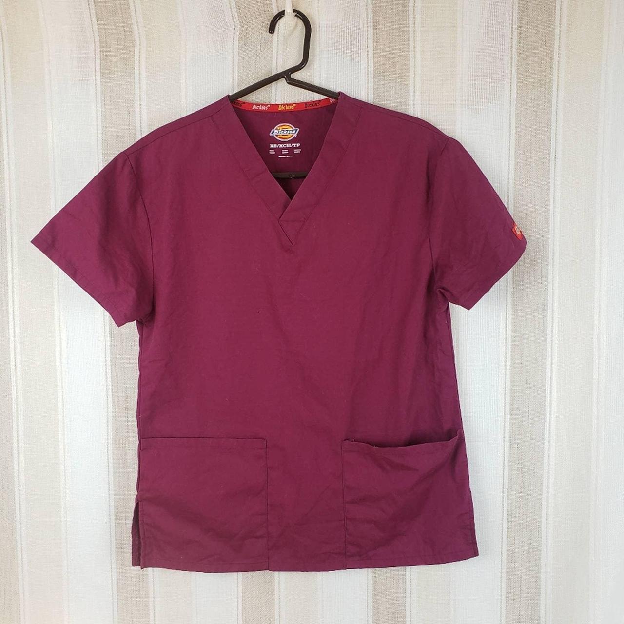 Dickies Short Sleeved Scrub Top Shirt Maroon Size... Depop