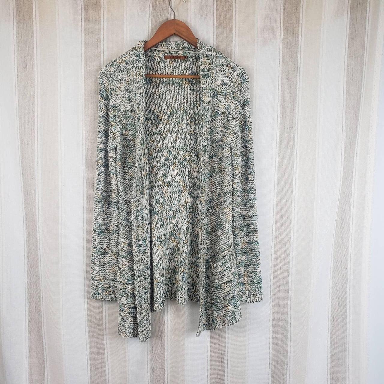 Belldini Confetti Longline Cardigan Sweater Green... Depop