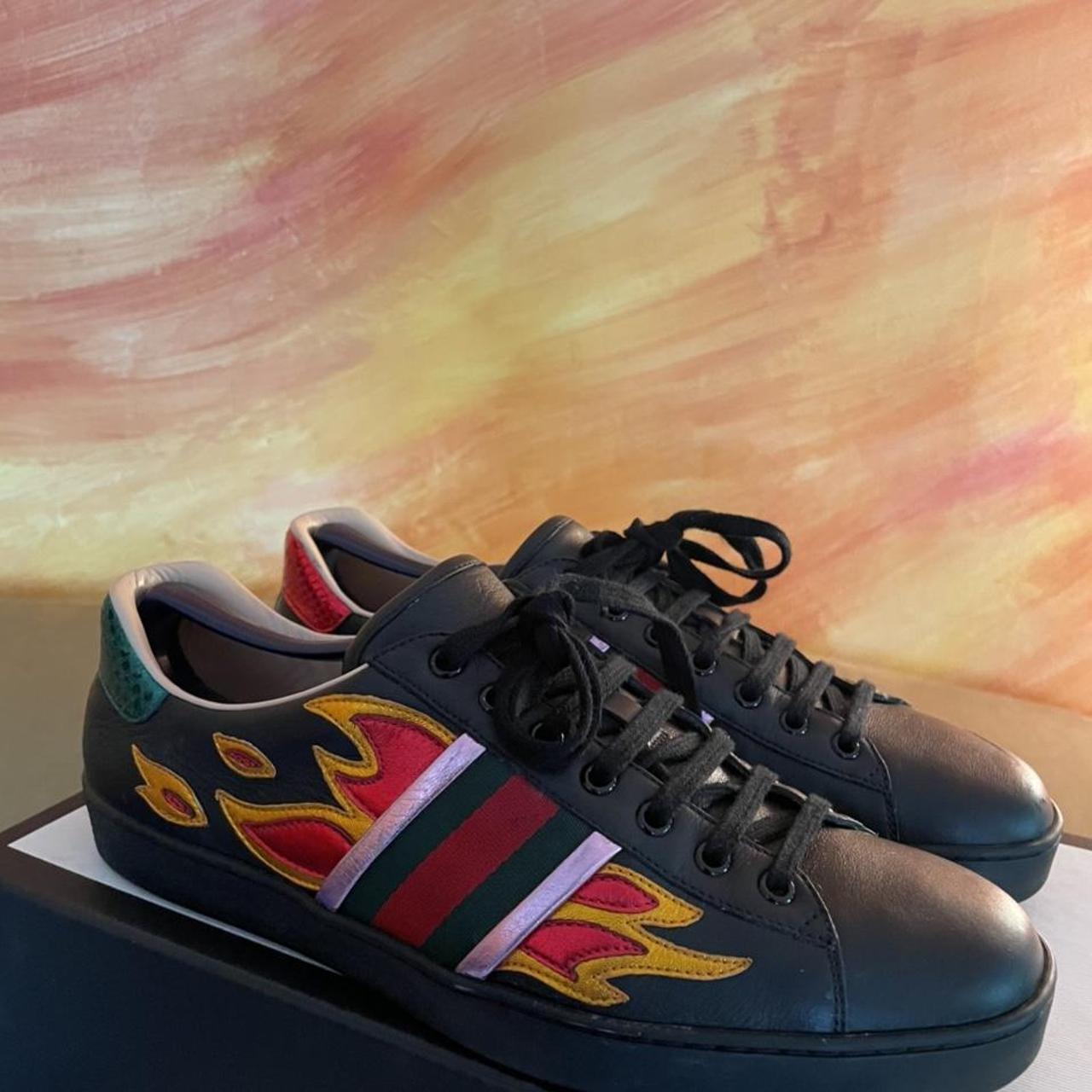 GUCCI ACE SNEAKERS FLAME SIZE 9.5 Light worn Minor... - Depop