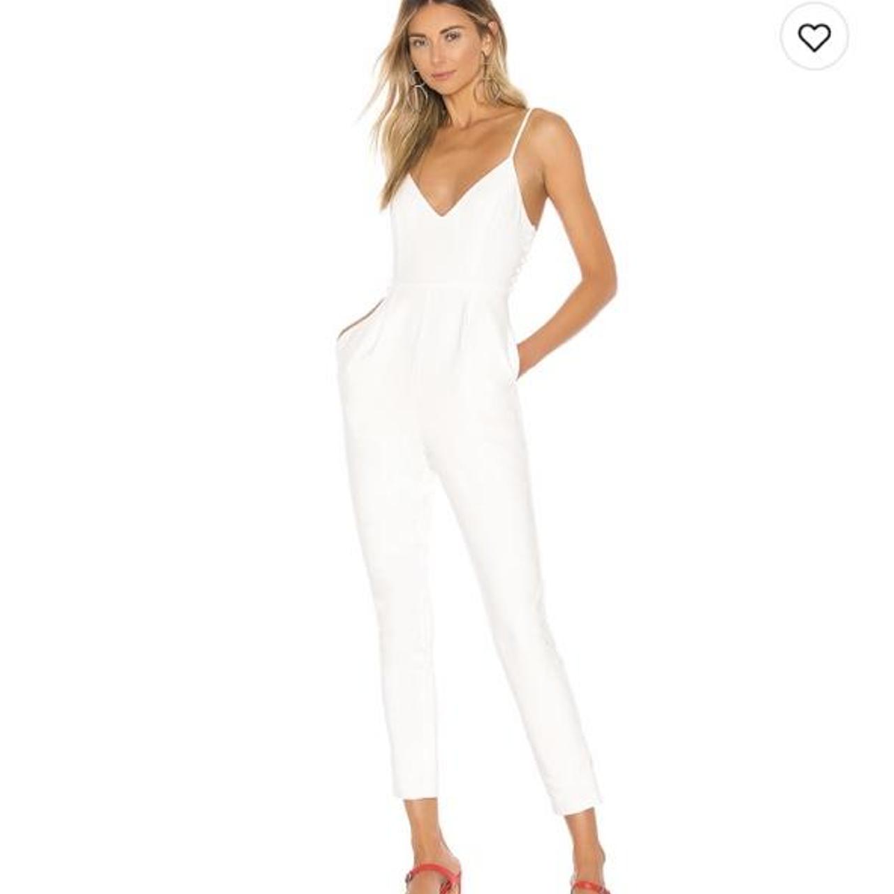 Lovers + Friends Women's White Jumpsuit Depop