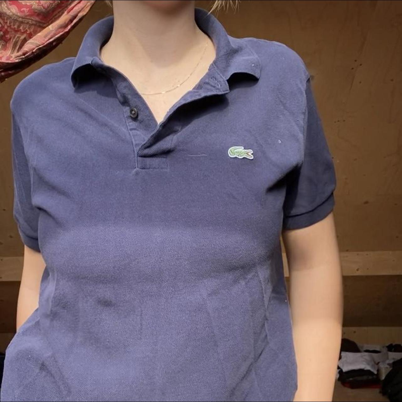 navy blue lacoste polo shirt vintage good condition... - Depop