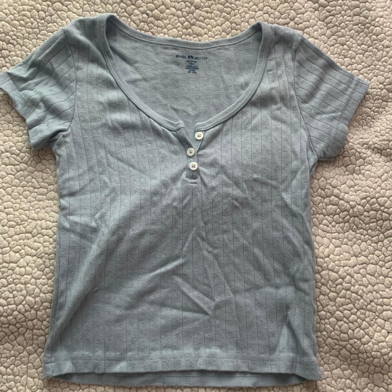 brandy melville baby blue baby tee shirt lightly... - Depop