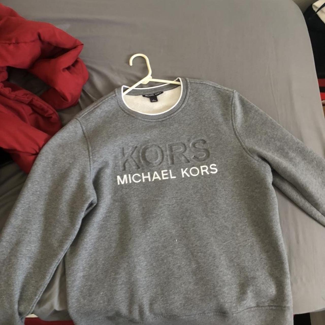 Michael Kors Men's Grey and White Sweatshirt | Depop