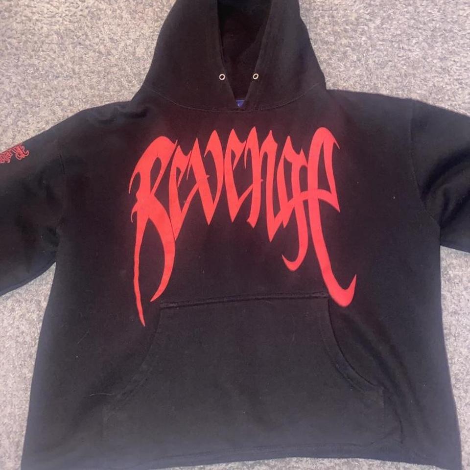 revenge archive red water hoodie cropped worn with... - Depop