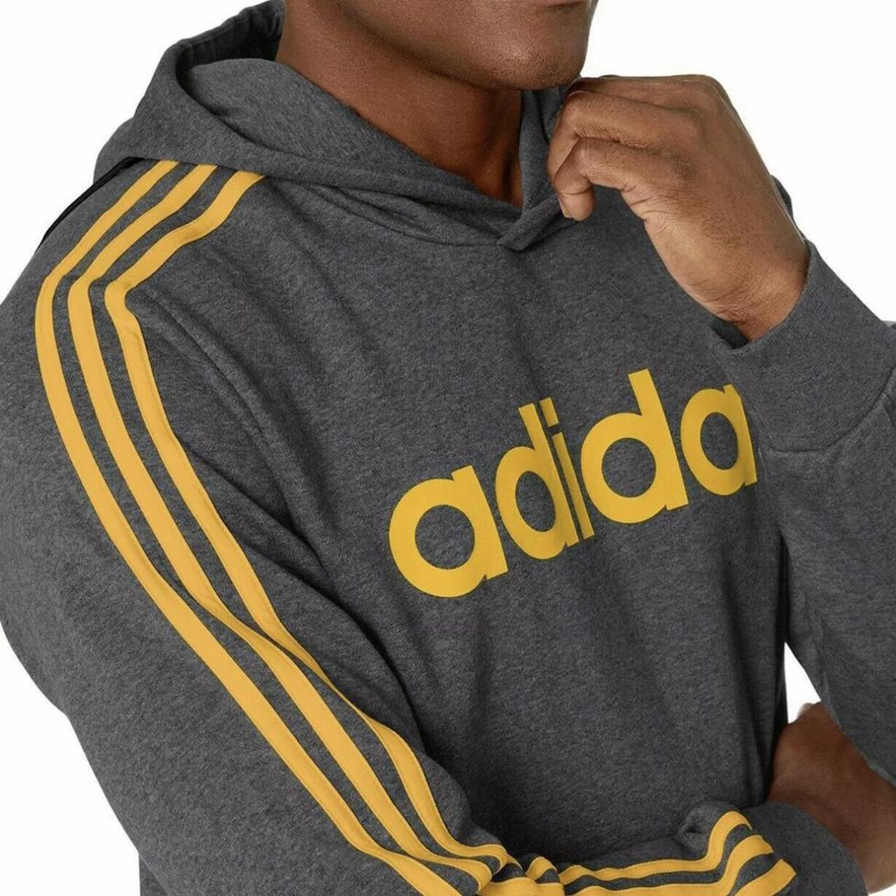 Adidas yellow hot sale stripe hoodie