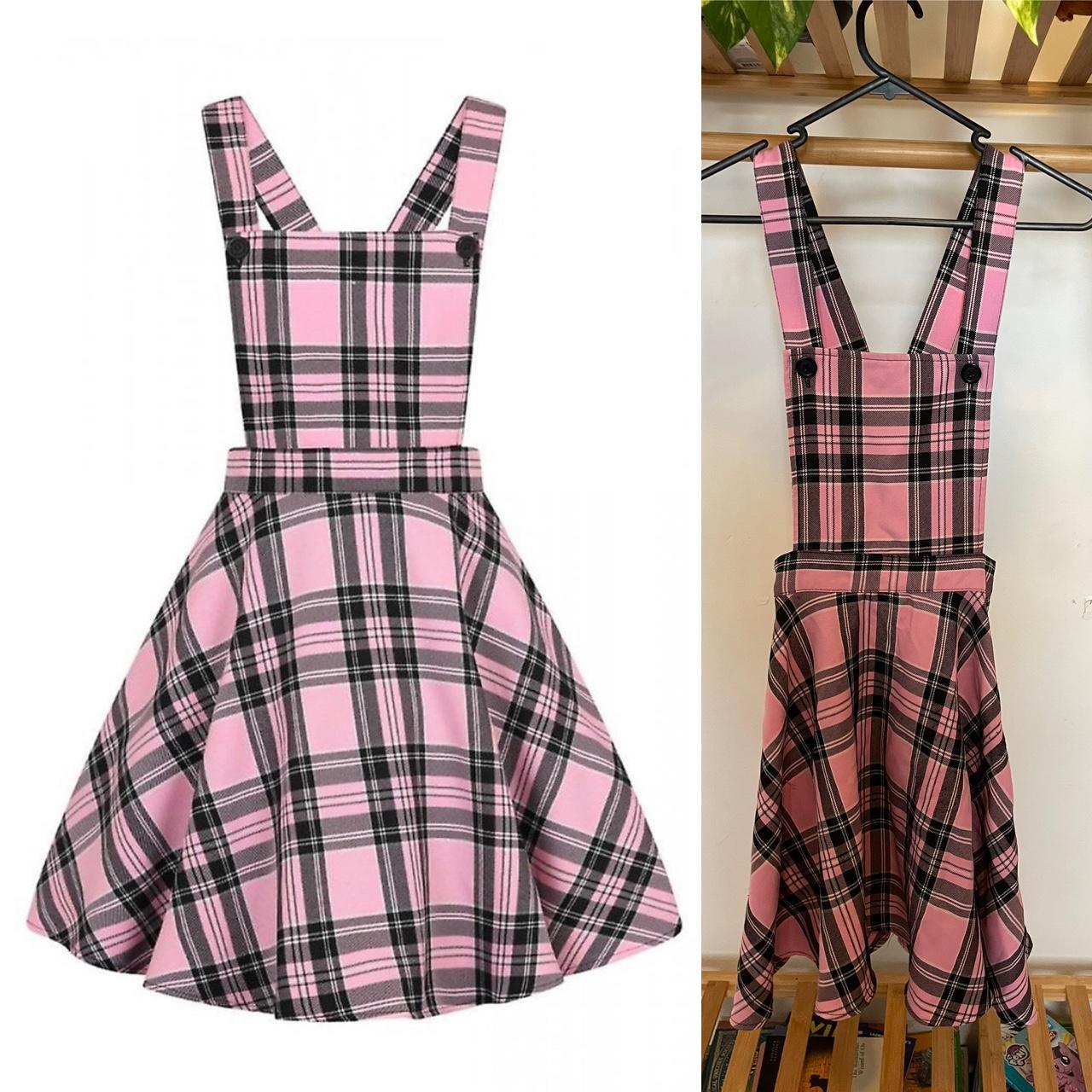 Pink tartan pinafore hotsell