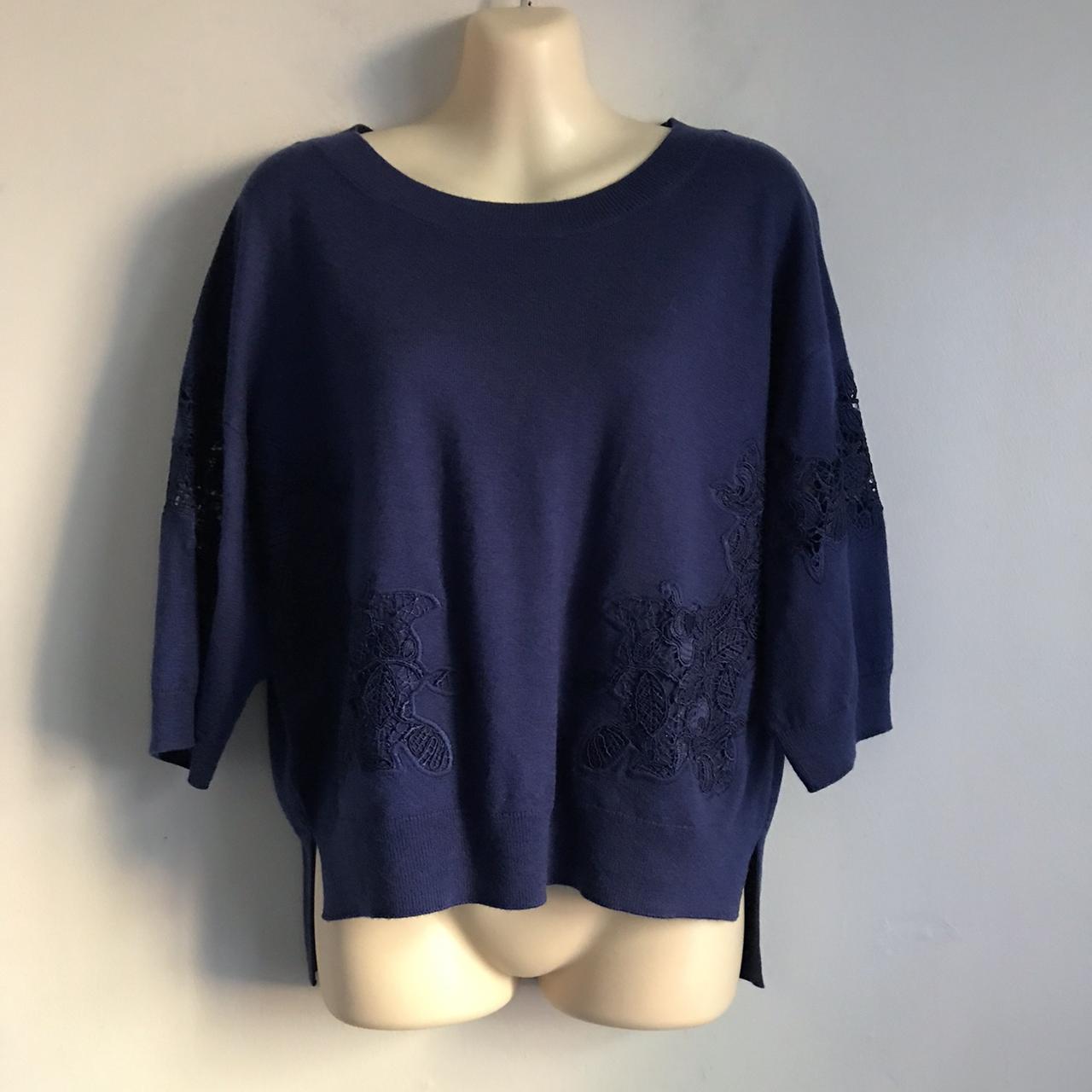 Massimo Dutti Women's Blue Jumper | Depop