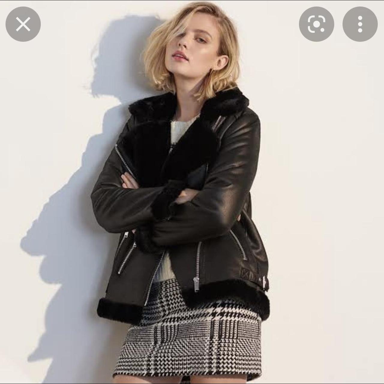 Dotti black faux leather aviator jacket BNWT Size 8... Depop