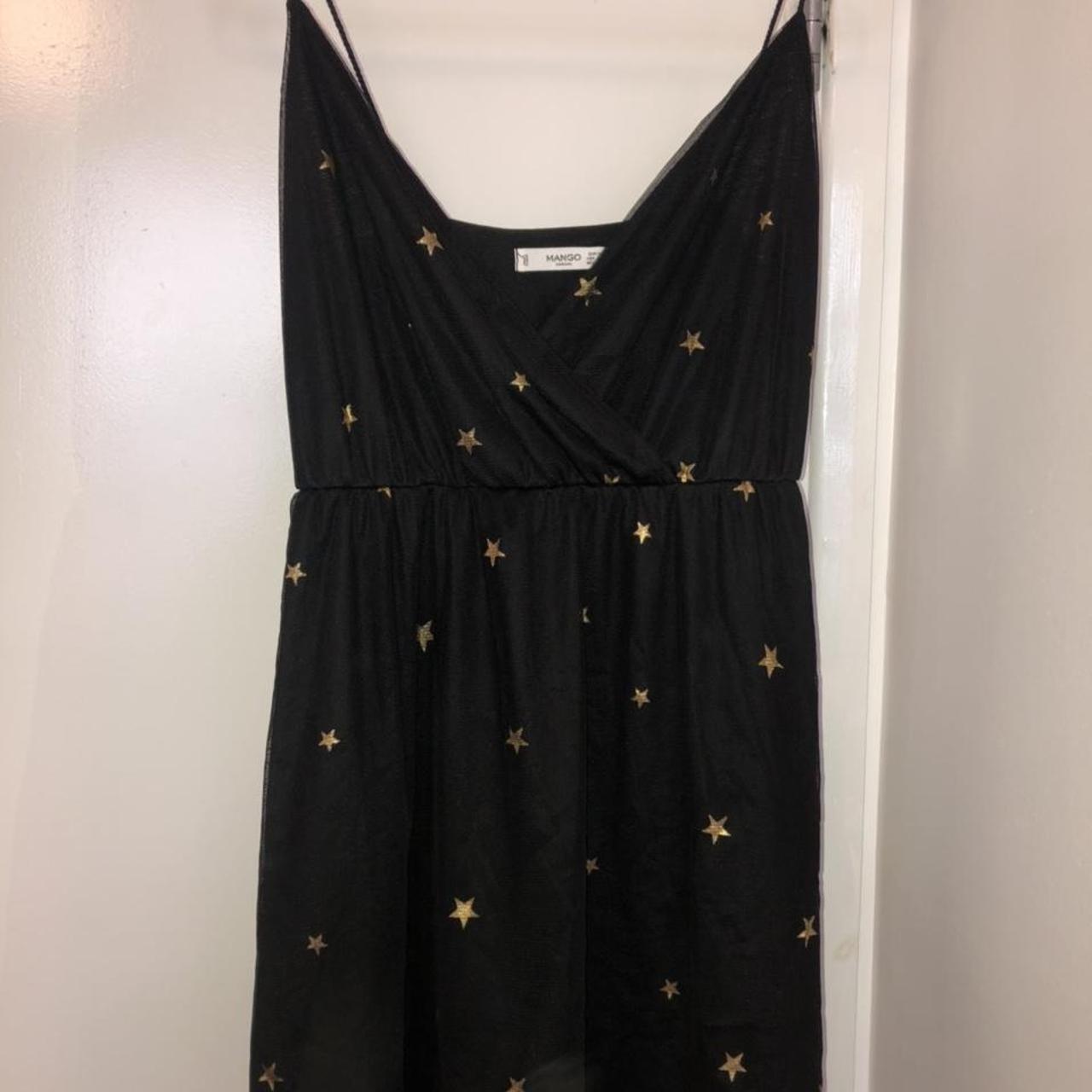 Mango black dress with gold stars Only worn once so... - Depop