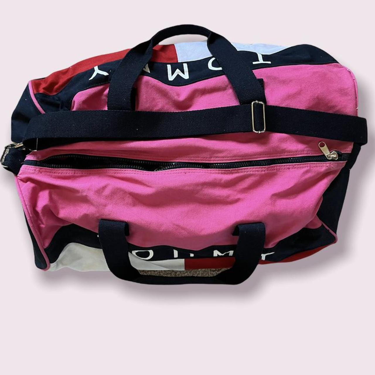 Vintage Pink Tommy Hilfiger Duffel Bag. The zipper... - Depop