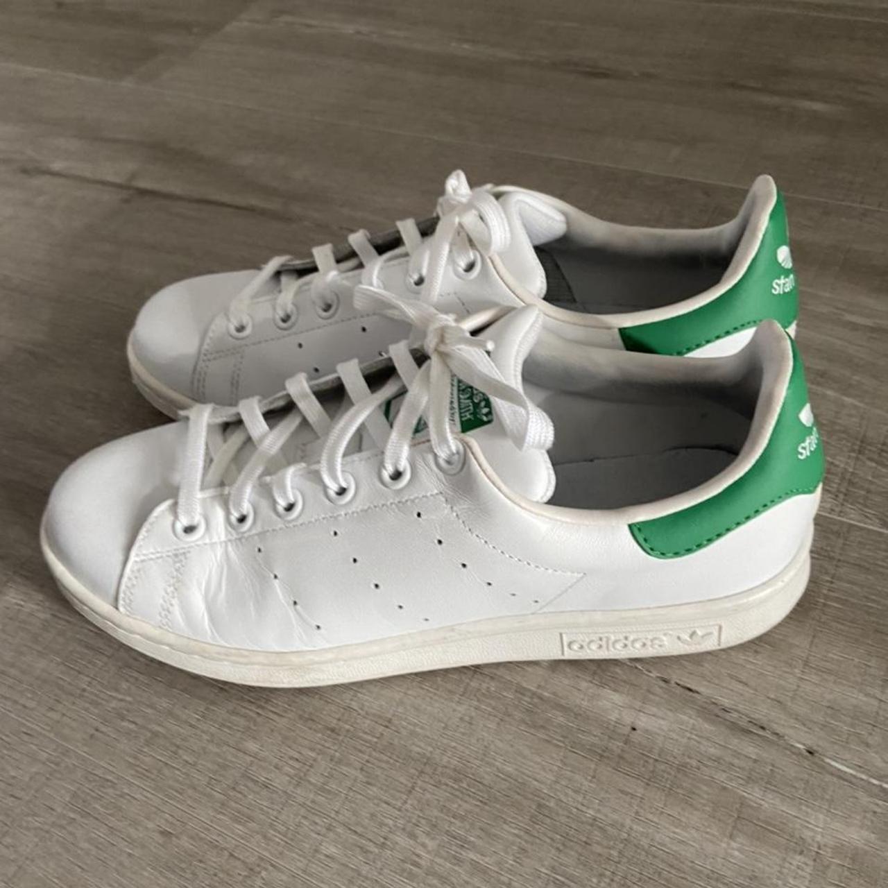 Adidas stan smiths white and green Womens size 5.5... - Depop