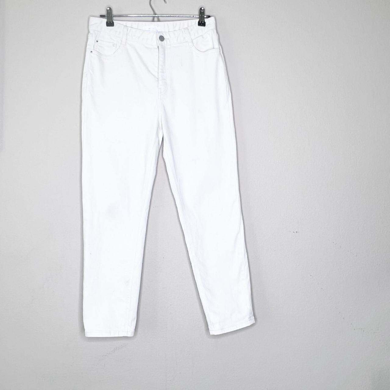 Oak + Fort Women's White Straight Leg Mom Jeans Size... - Depop