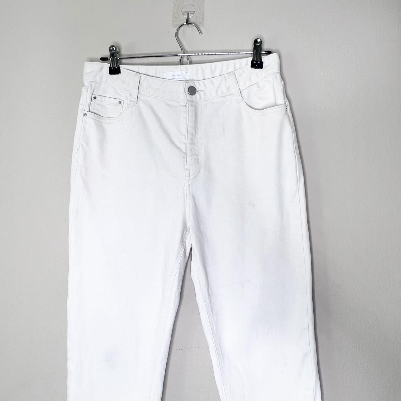 Oak + Fort Women's White Straight Leg Mom Jeans Size... - Depop