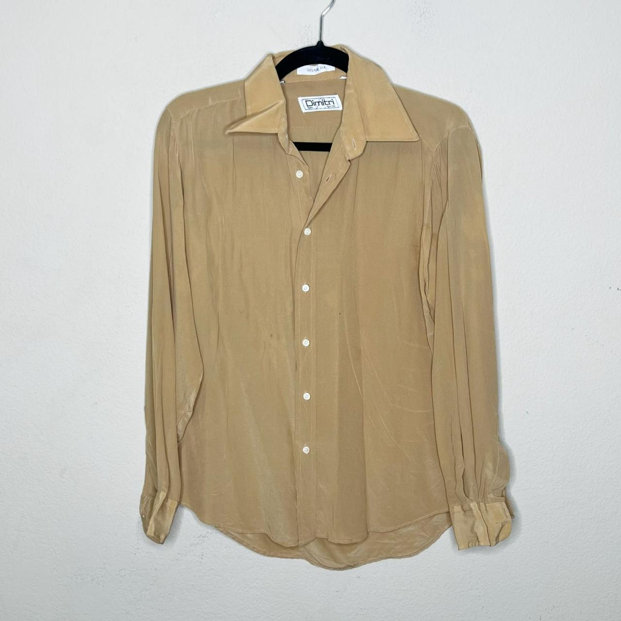 Dimitri Vintage 80s Women's Tan 100% Silk Long... - Depop