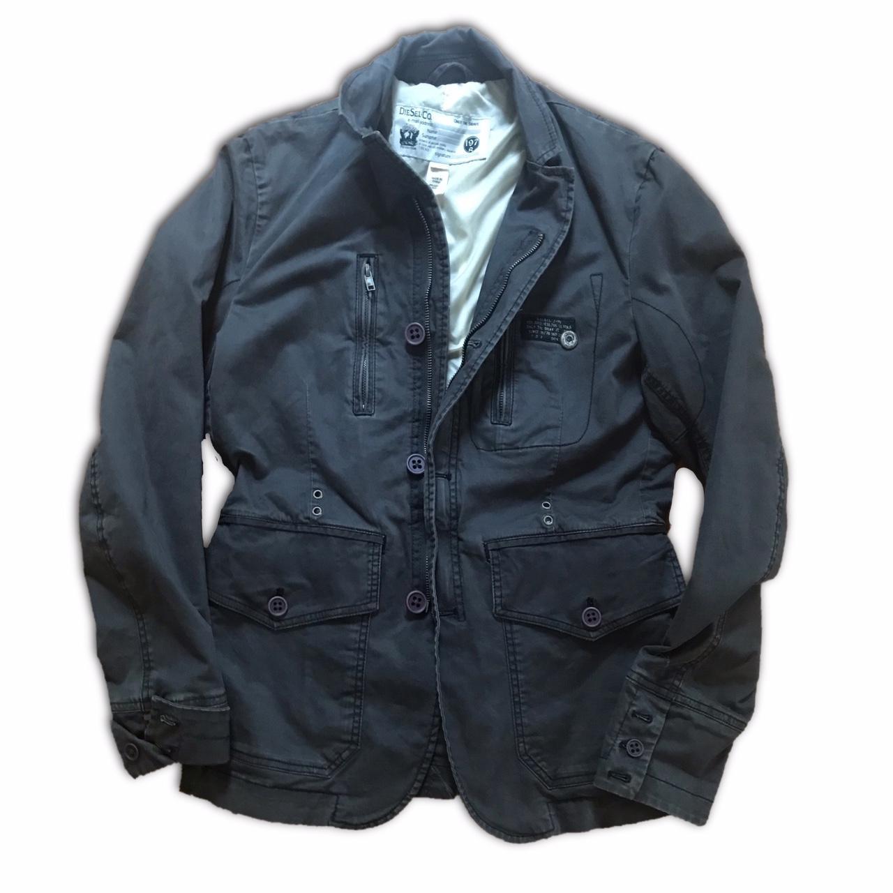 Mid-2000's grey cotton blazer from Diesel. Size... - Depop