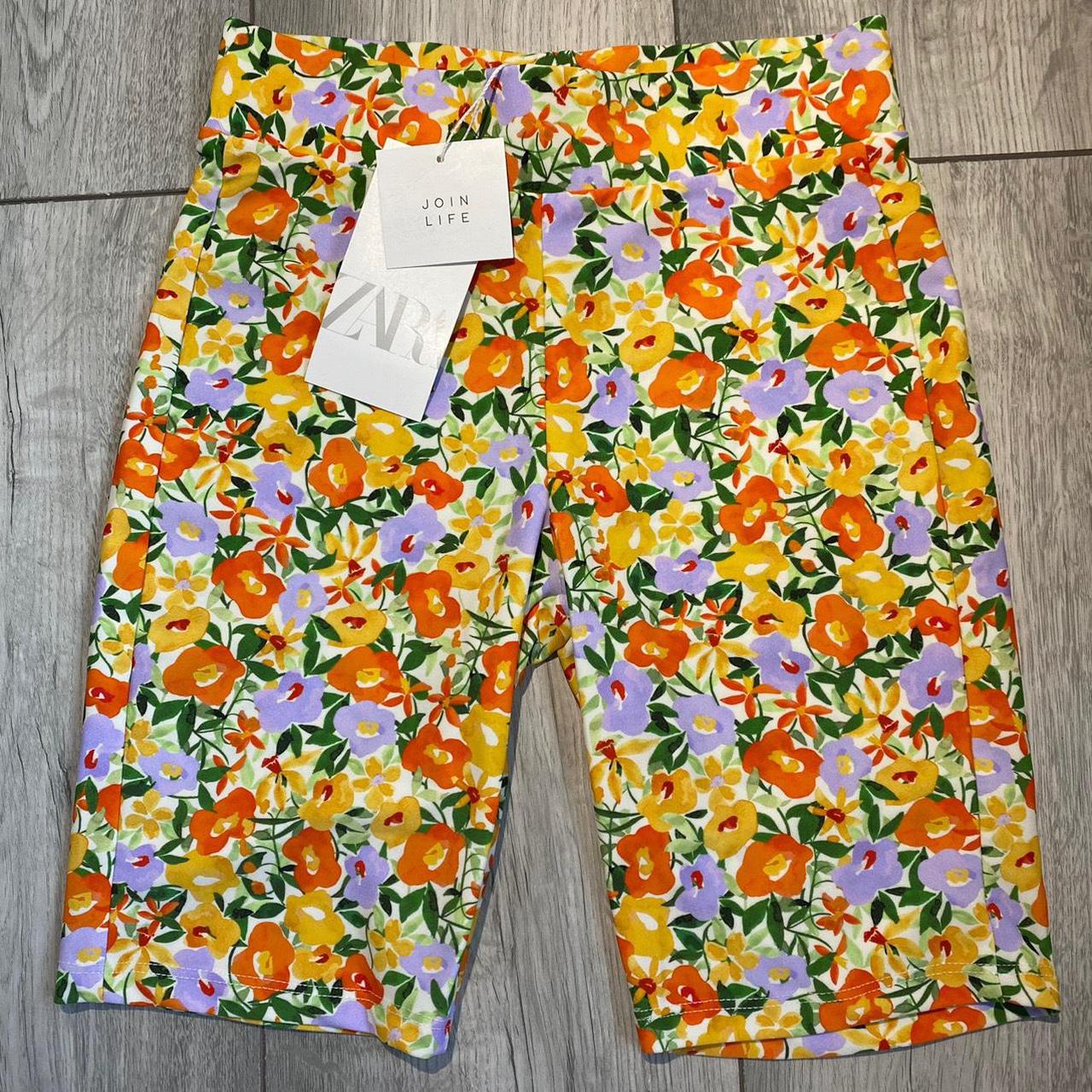 zara floral biker shorts