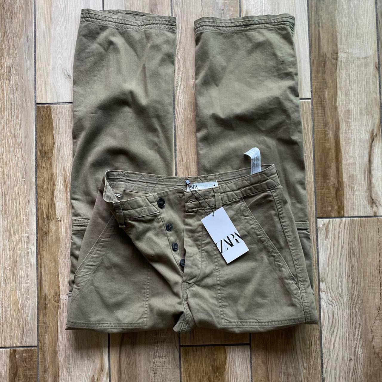 Zara Khaki Cargo Pants Size M Available New With Tag - Depop