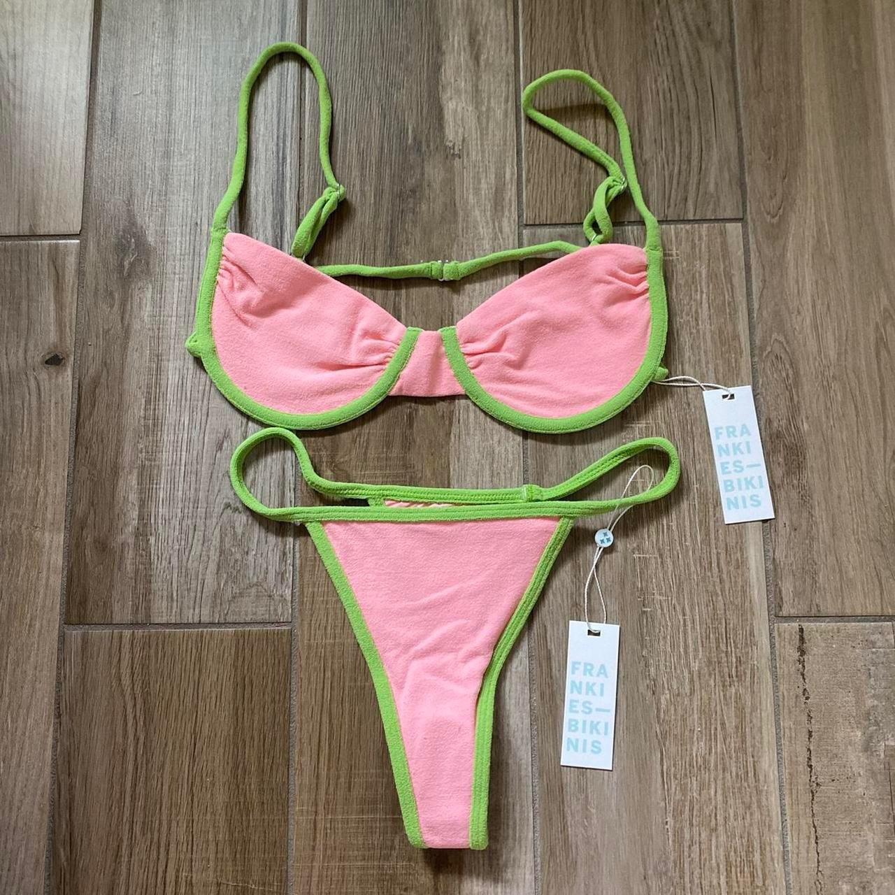 Women's Pink and Green Bikinisandtankinisets Depop