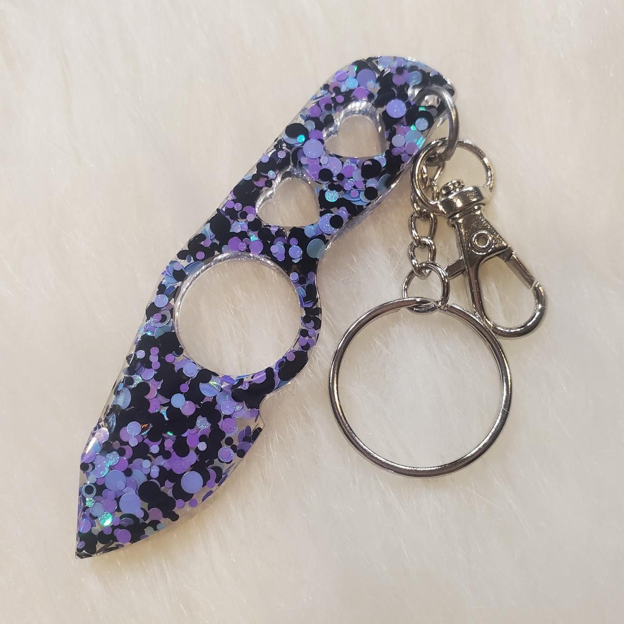 Handmade safety Keychain. Made with resin, glitter... Depop
