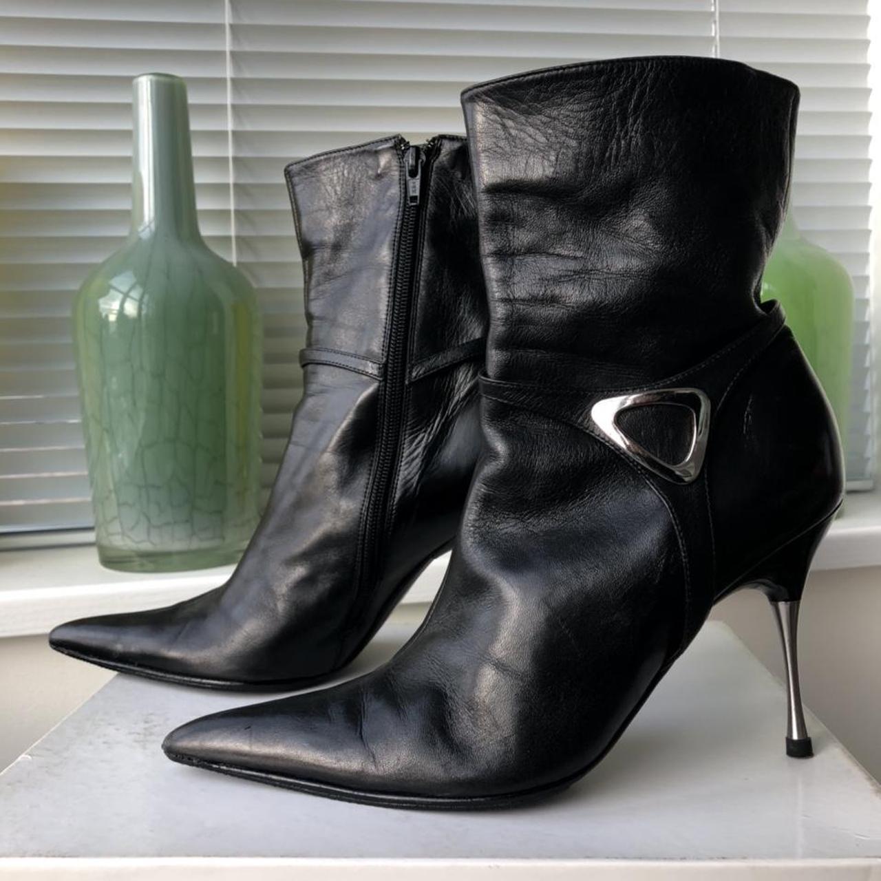 Guy Laroche Black Heeled Boots, Size 38 - Depop