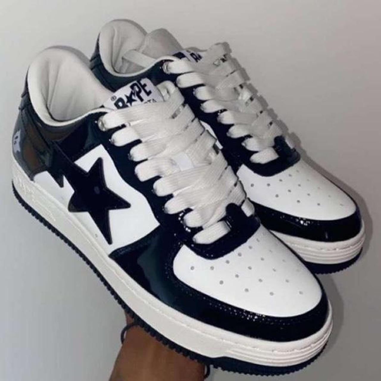 used-worn-once-black-and-white-bapestas-for-sale-depop