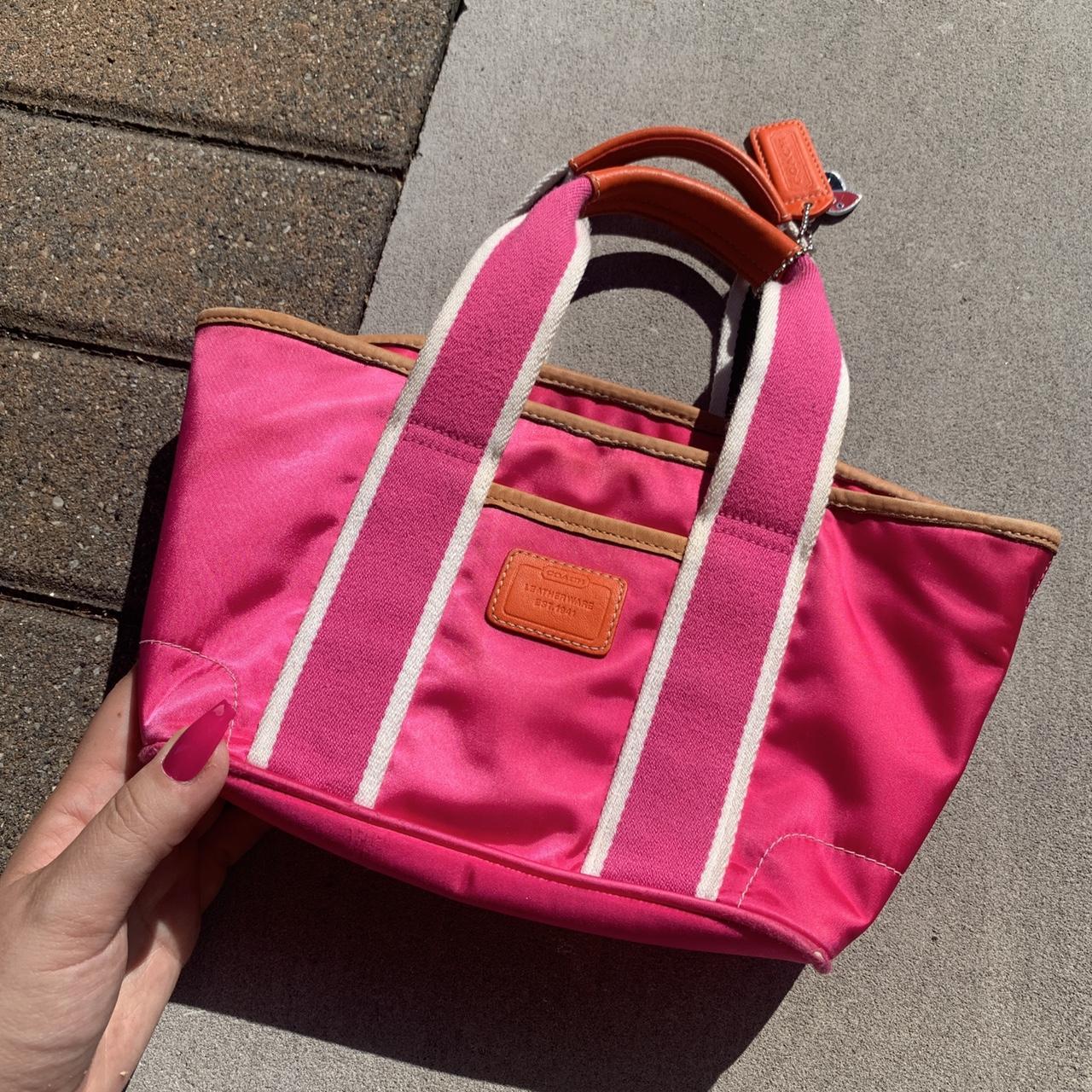 Coach Women's Pink and Orange Bag Depop