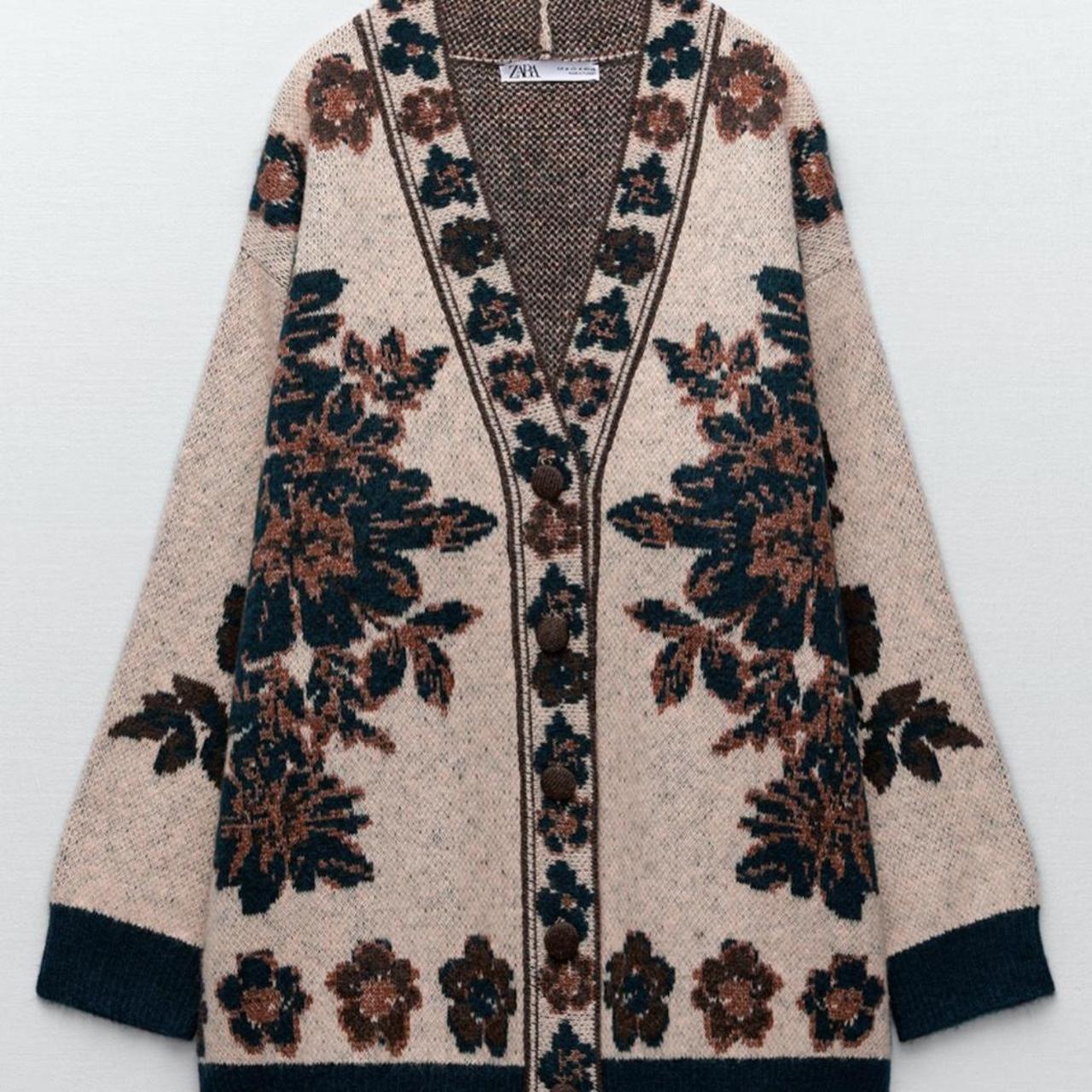 long knit jacquard jacket zara