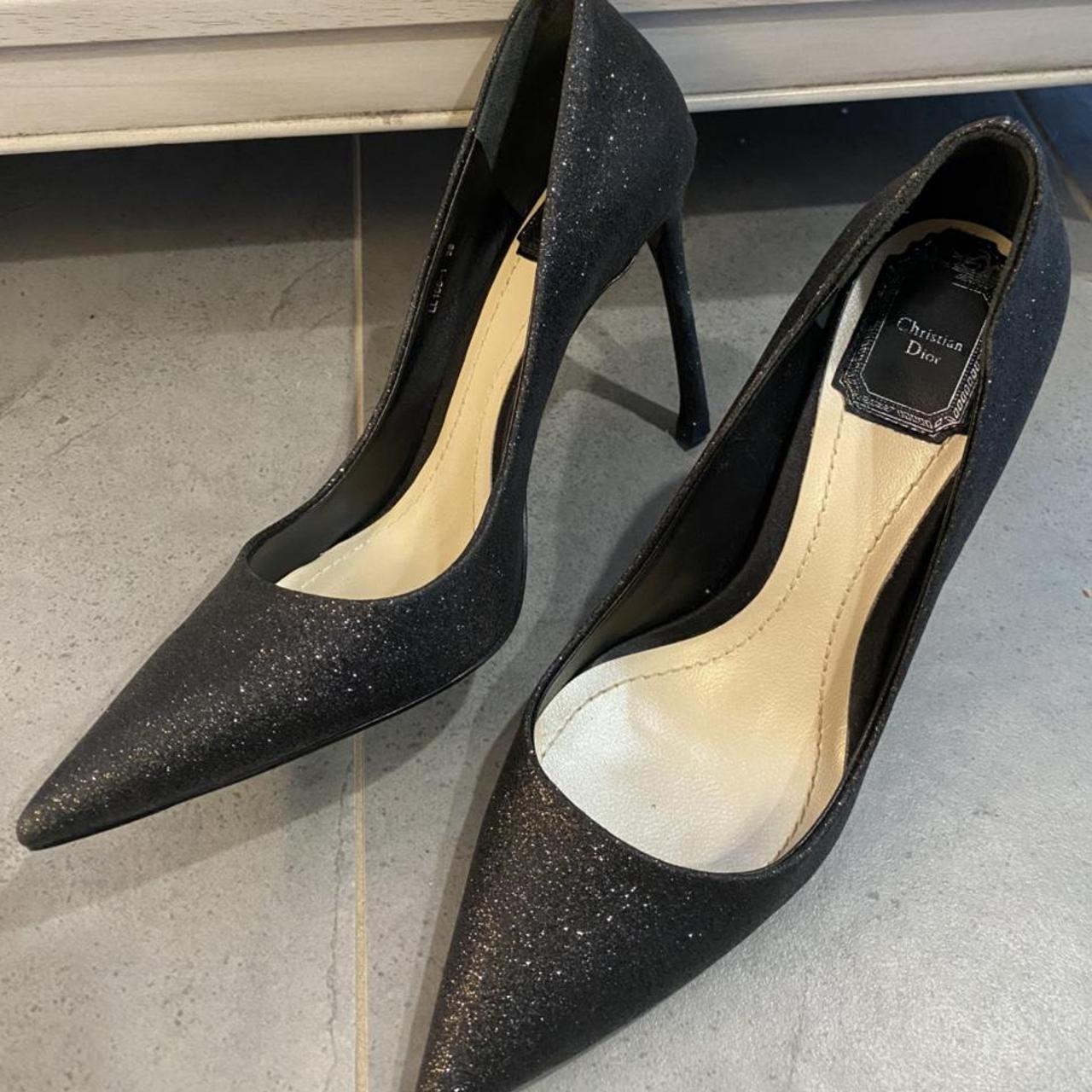 Christian Dior black glittery high heels pumps