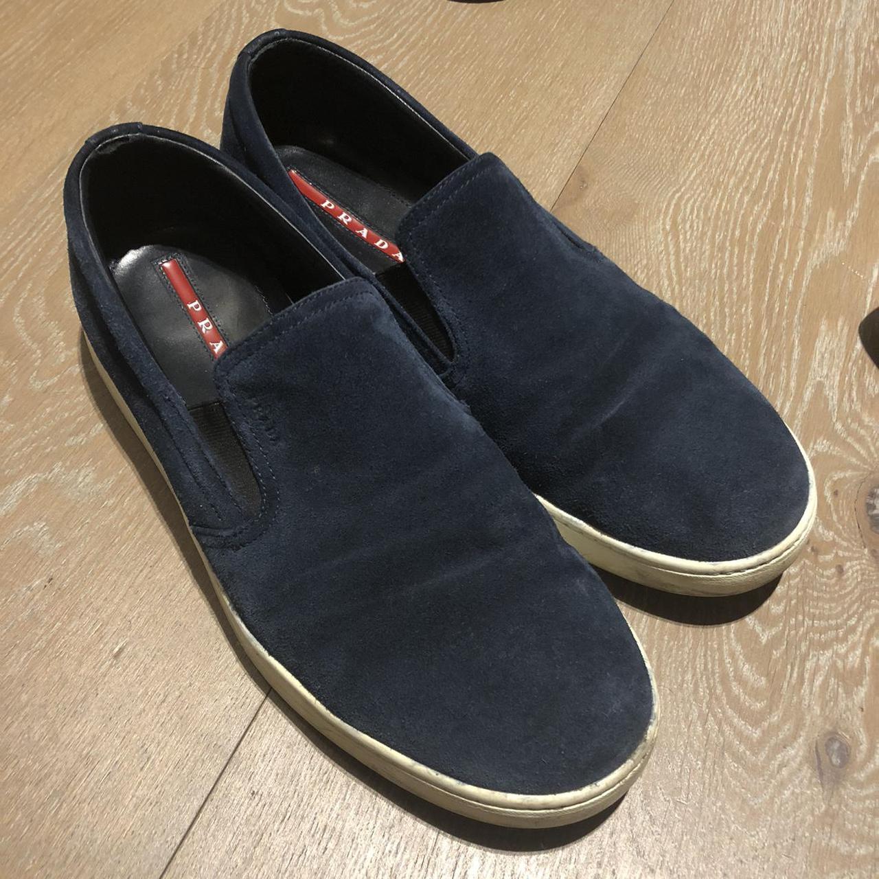 prada suede slip on sneakers