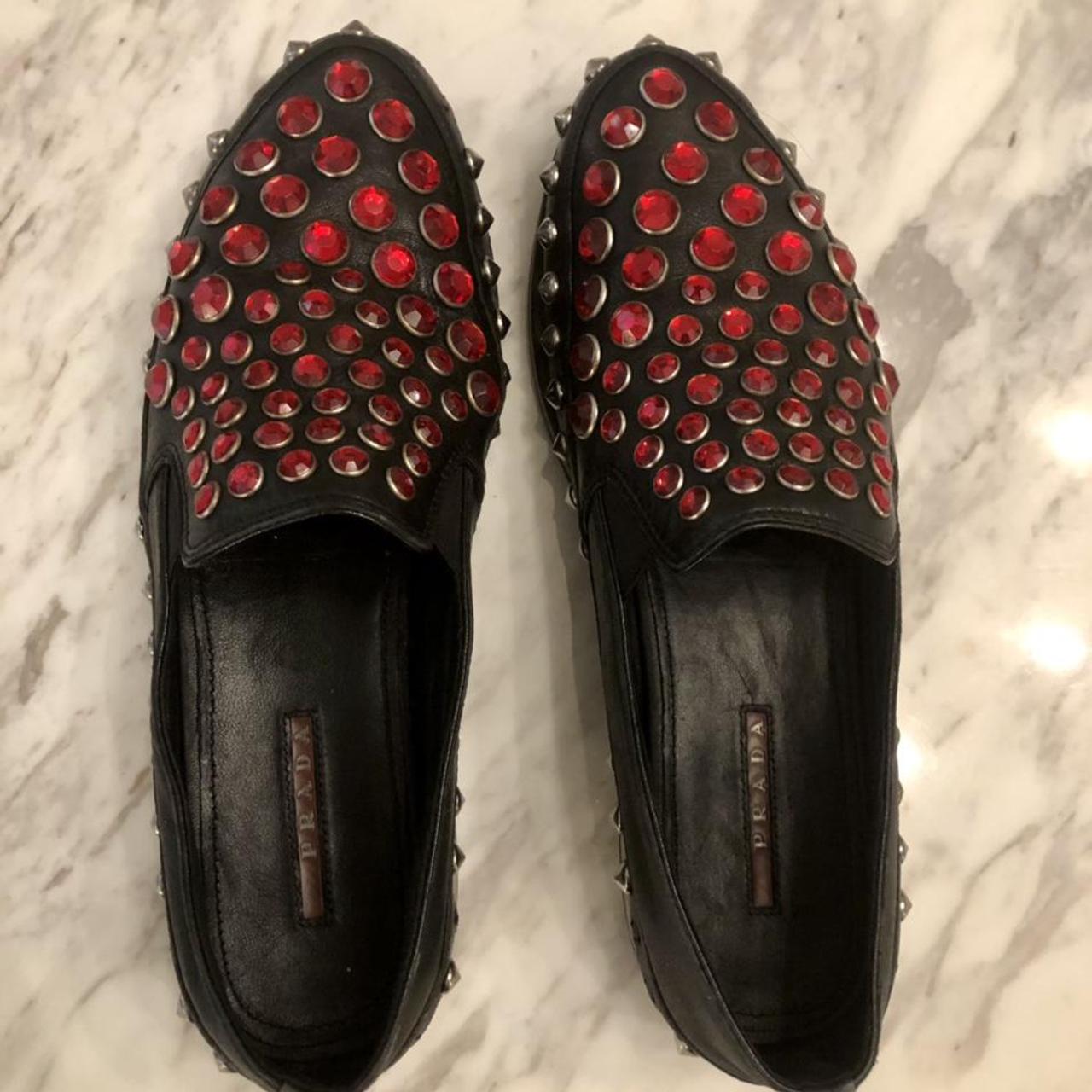 Prada studded loafers hotsell