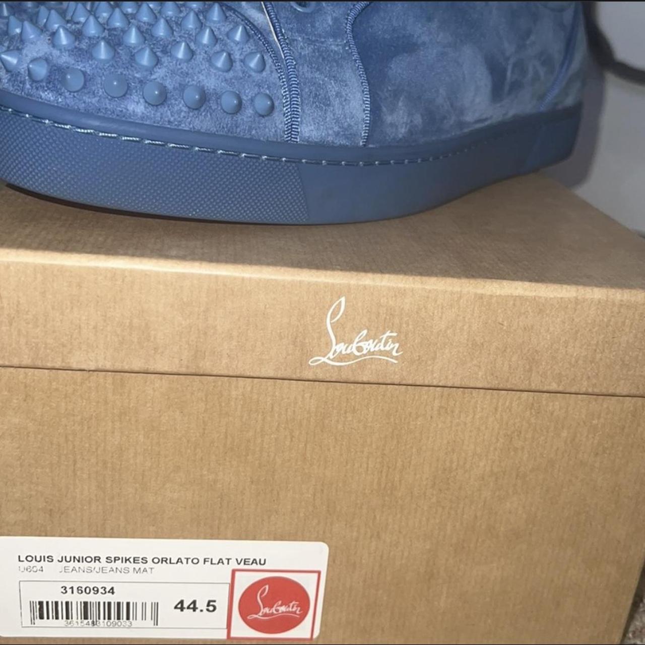 Christian Louboutin Sneaker Blue sued with spikes - Depop