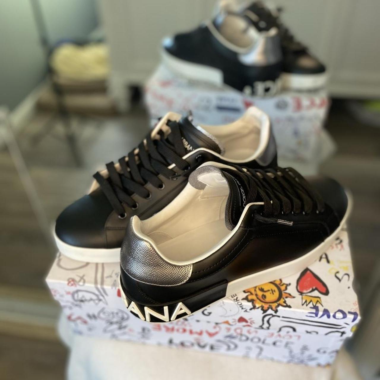 Dolce Gabbana Portofino Logo Leather Low Top Depop