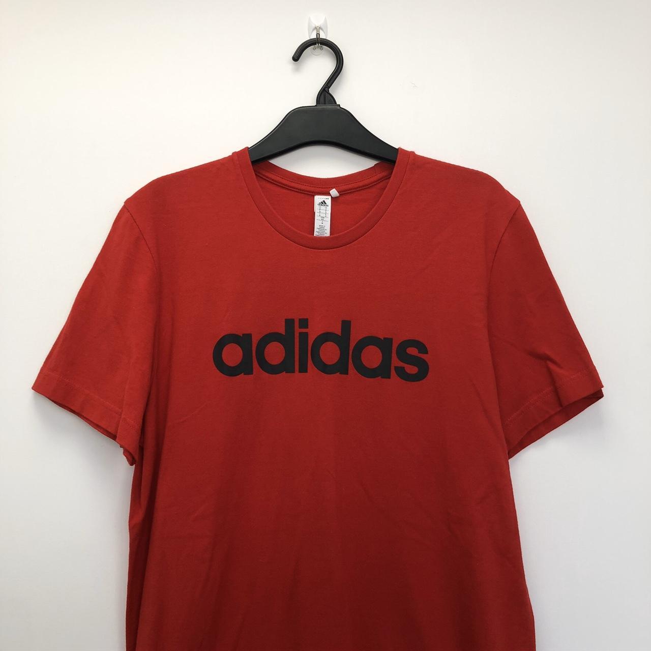 Adidas Red Black Logo T-Shirt Size S Men’s Good... - Depop