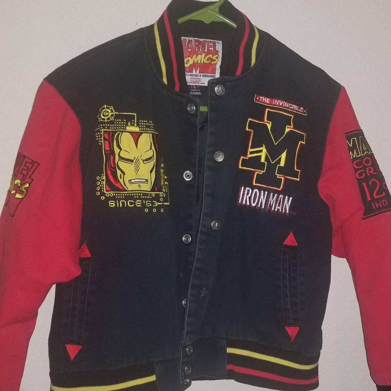 2011 Marvel Iron Man Varsity Style Jacket Size... Depop
