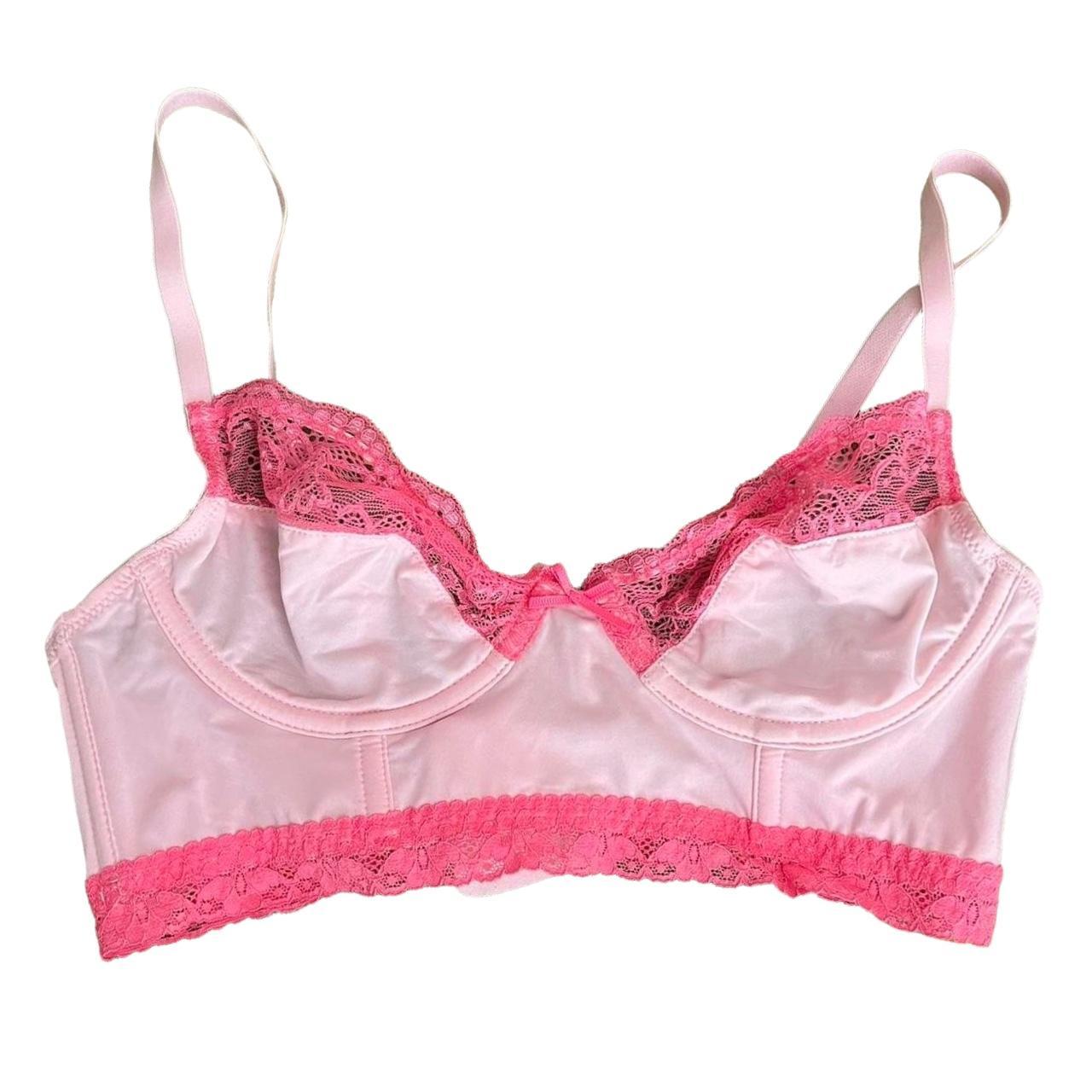 Pink Lacy Convertible Bra 💖 size S unlined with... - Depop