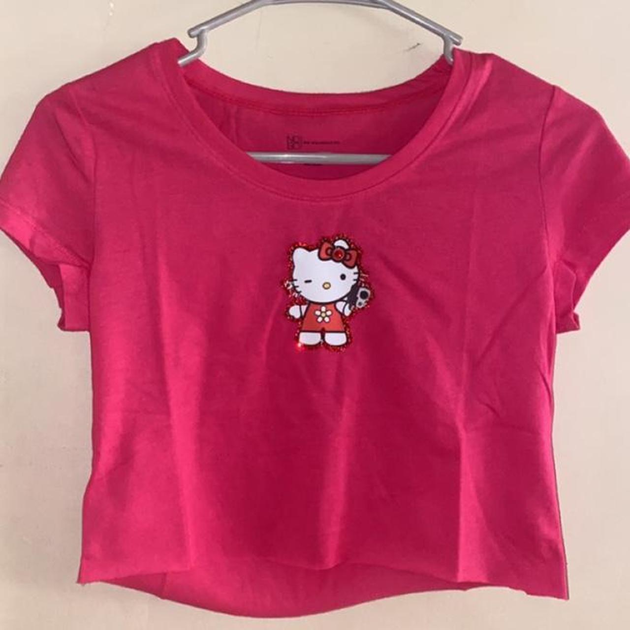 Hello Kitty Women's Pink and Red Crop-top | Depop