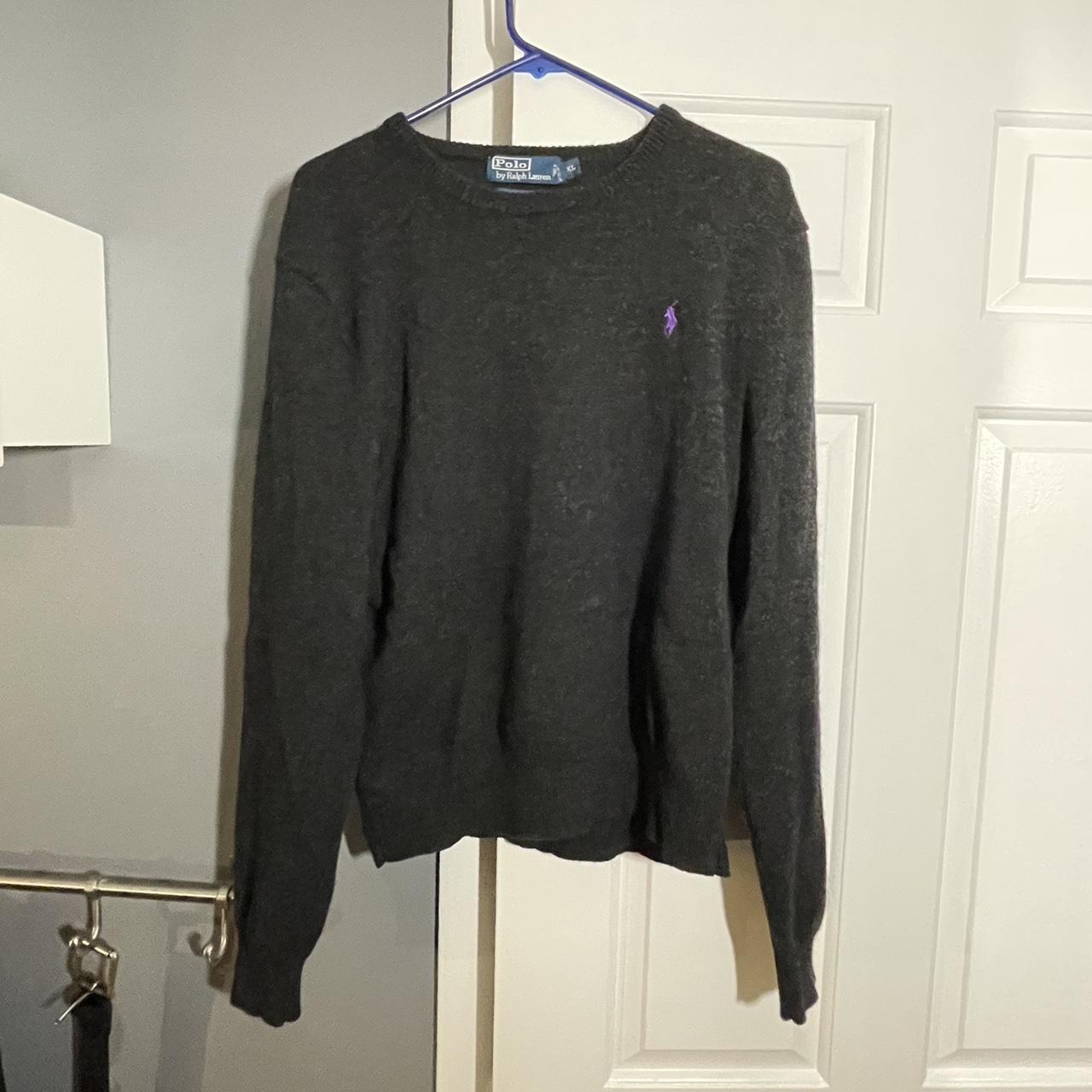 black polo ralph lauren sweater size XL worn a few... - Depop