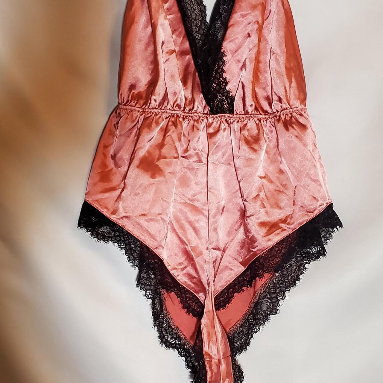 La Senza Womens Pink And Black Bodysuit Depop