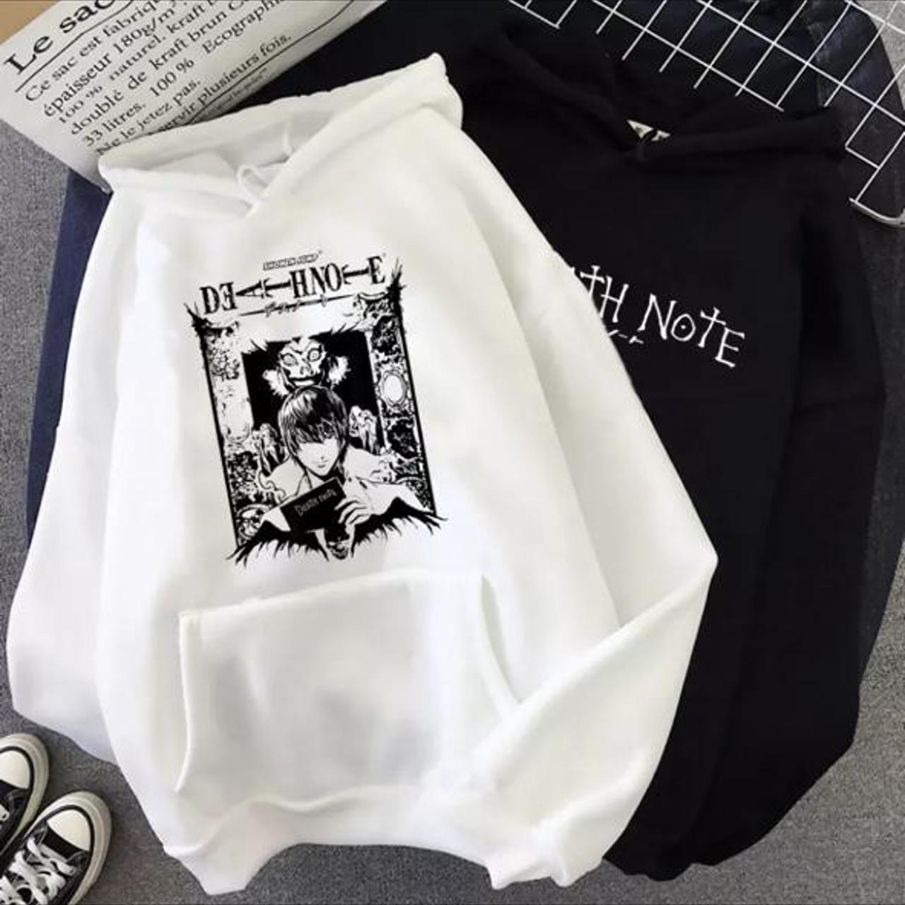 Japanese Anime Death Note Y2K Aesthetic Hoodies Men... - Depop