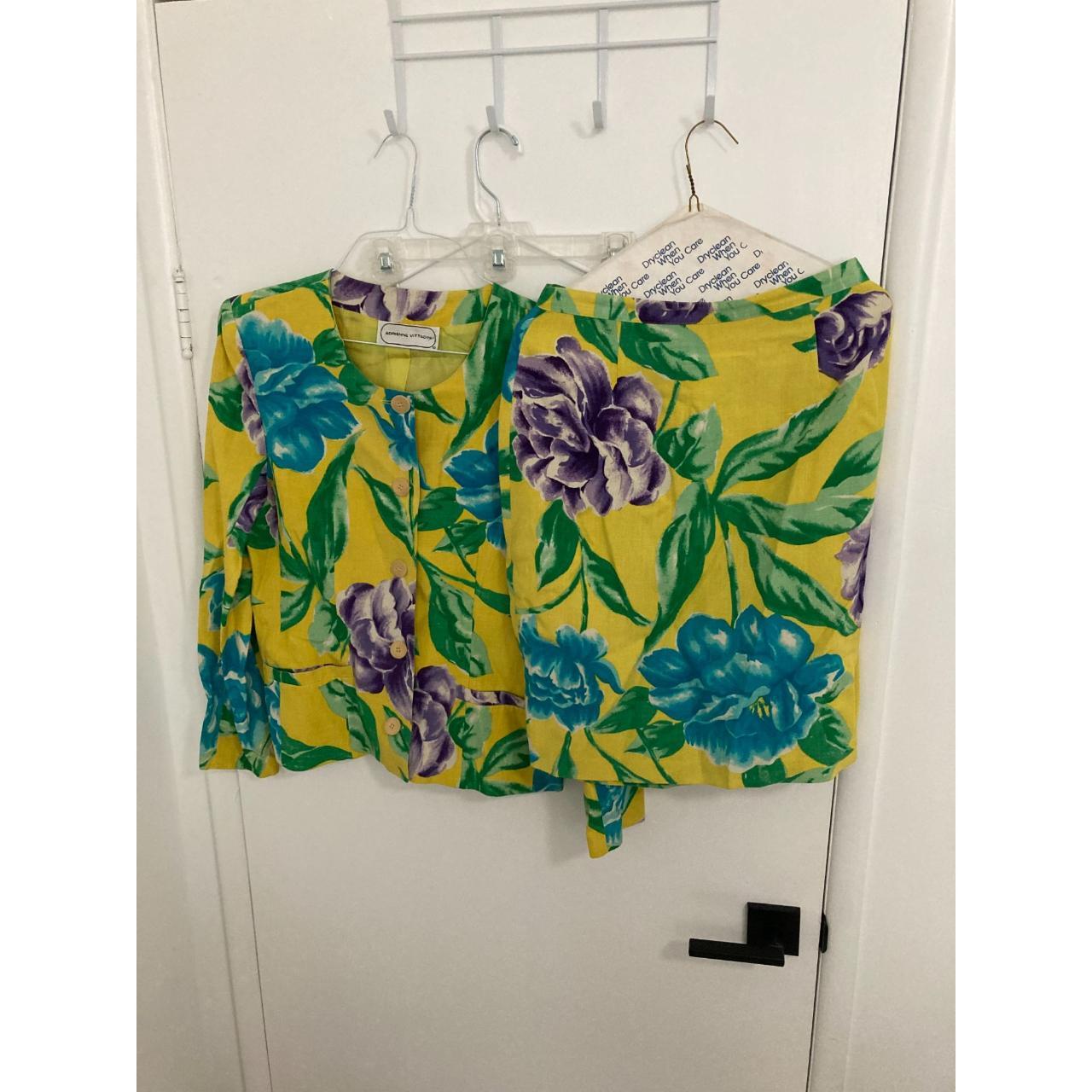 Adrienne Vittadini Vintage 1980's Floral 2-Piece... - Depop